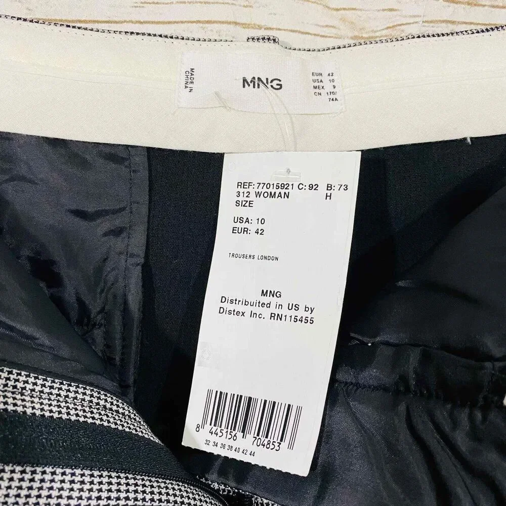 Mango Women's Gray Stripes Straight leg Casual Pants Size 10 NWT - Picture 2 of 5